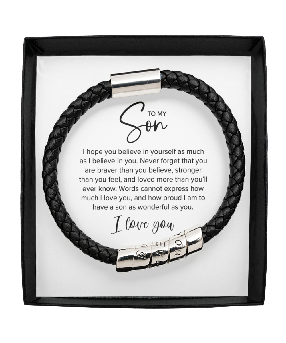 Son Bracelet - Vegan Leather Bracelet Gift for Son