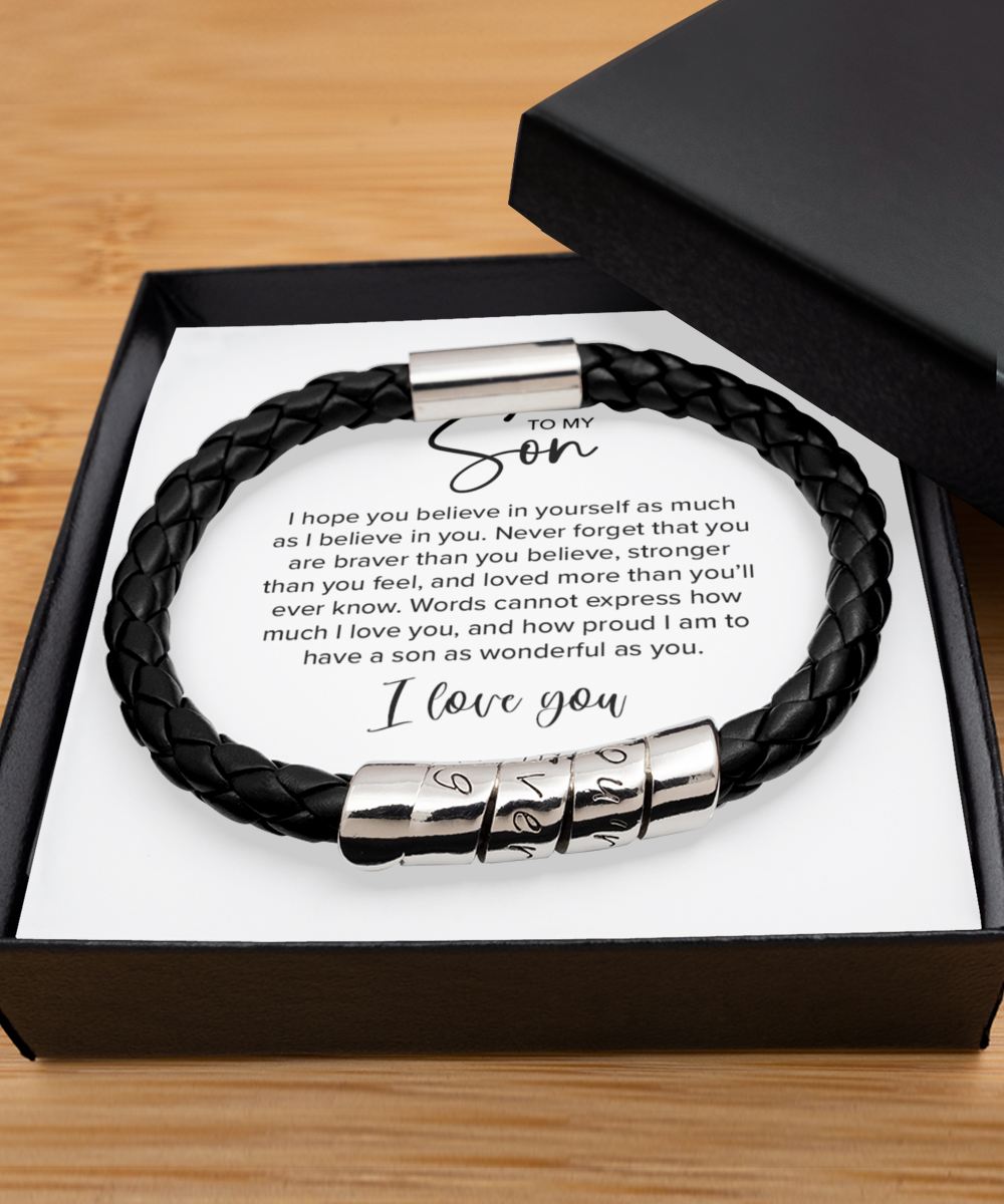 Son Bracelet - Vegan Leather Bracelet Gift for Son