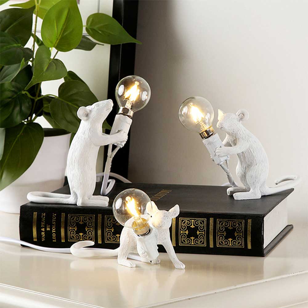Mouse Rat Lamp, Quirky Mice Night Light LED Desktop Table Lamp