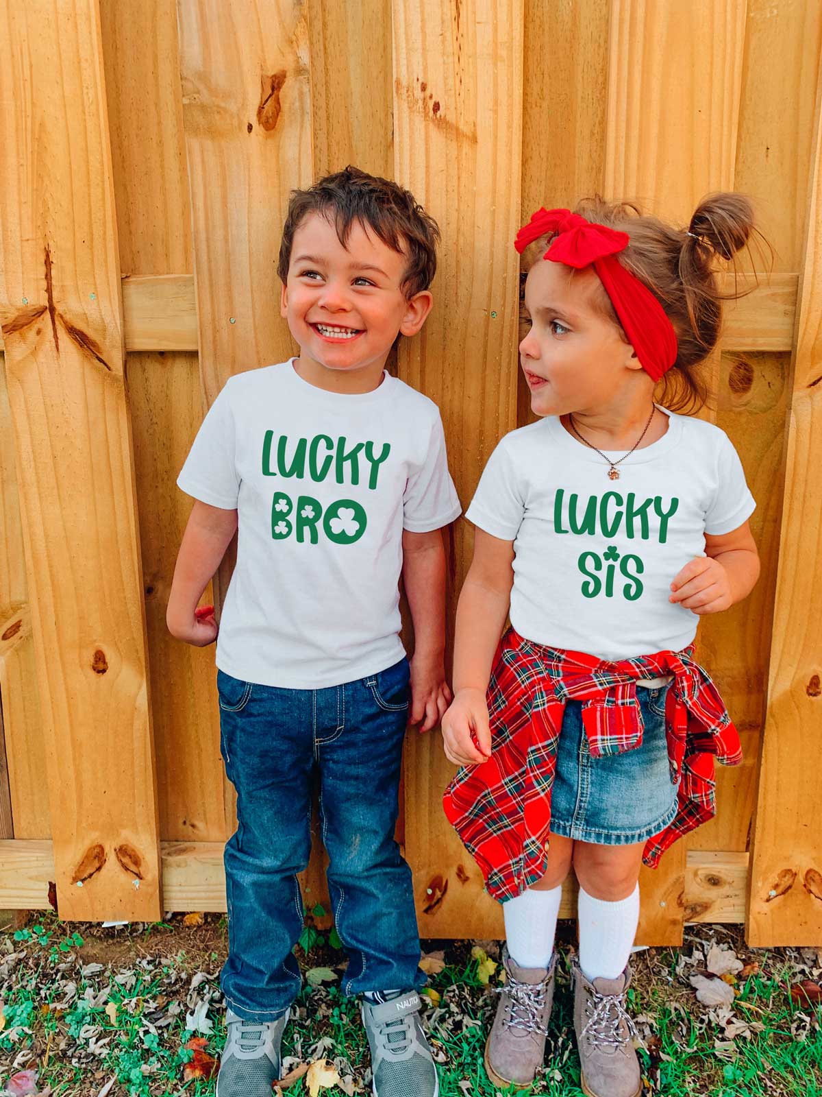 Kids Matching Sibling St. Patrick's Day T-Shirts - Lucky Bro - Lucky Sis
