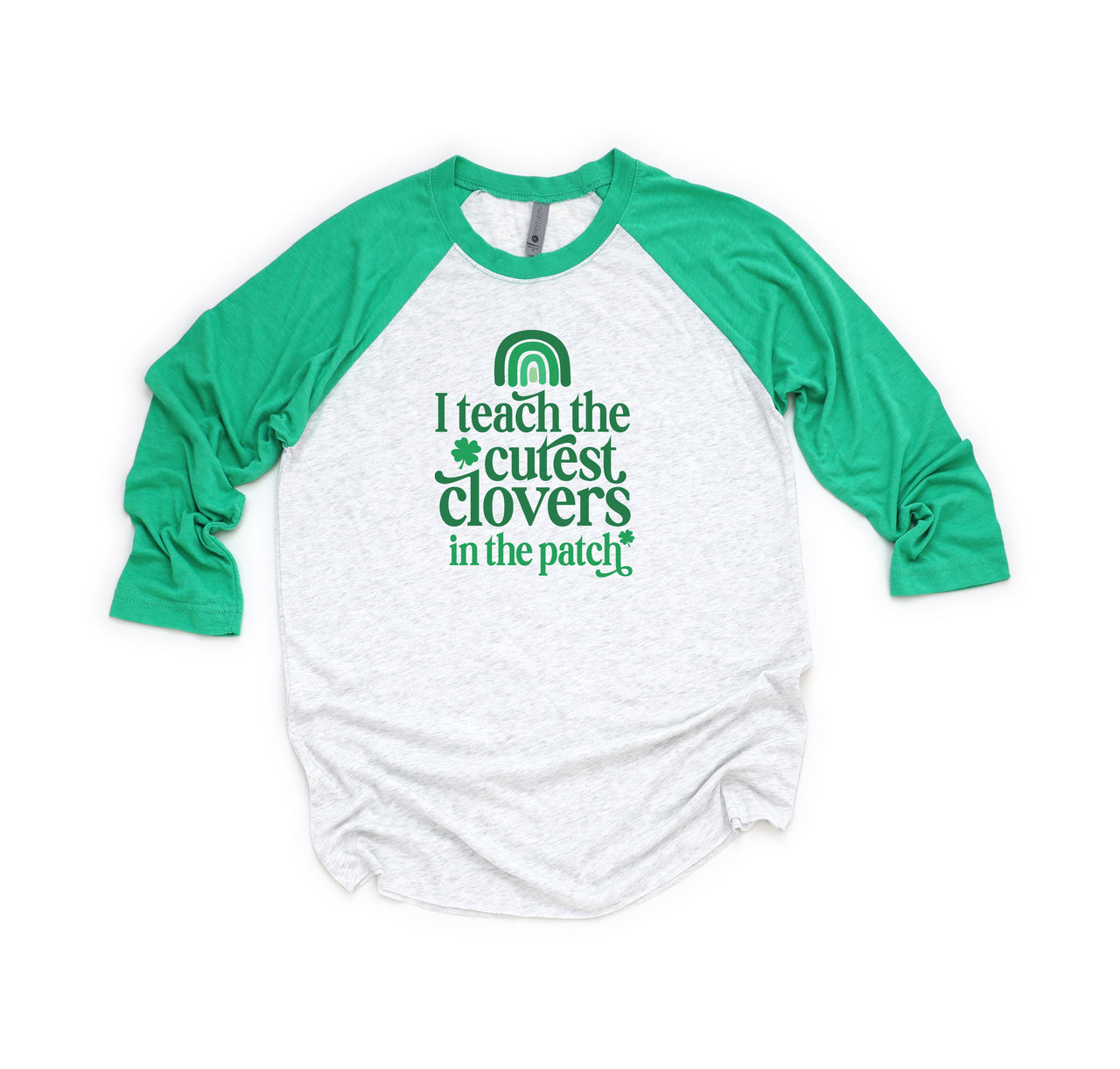 Teacher St. Patrick's Day Baseball Tee Shirt - I Teach the Cutest Clovers in the Patch Raglan T-Shirt