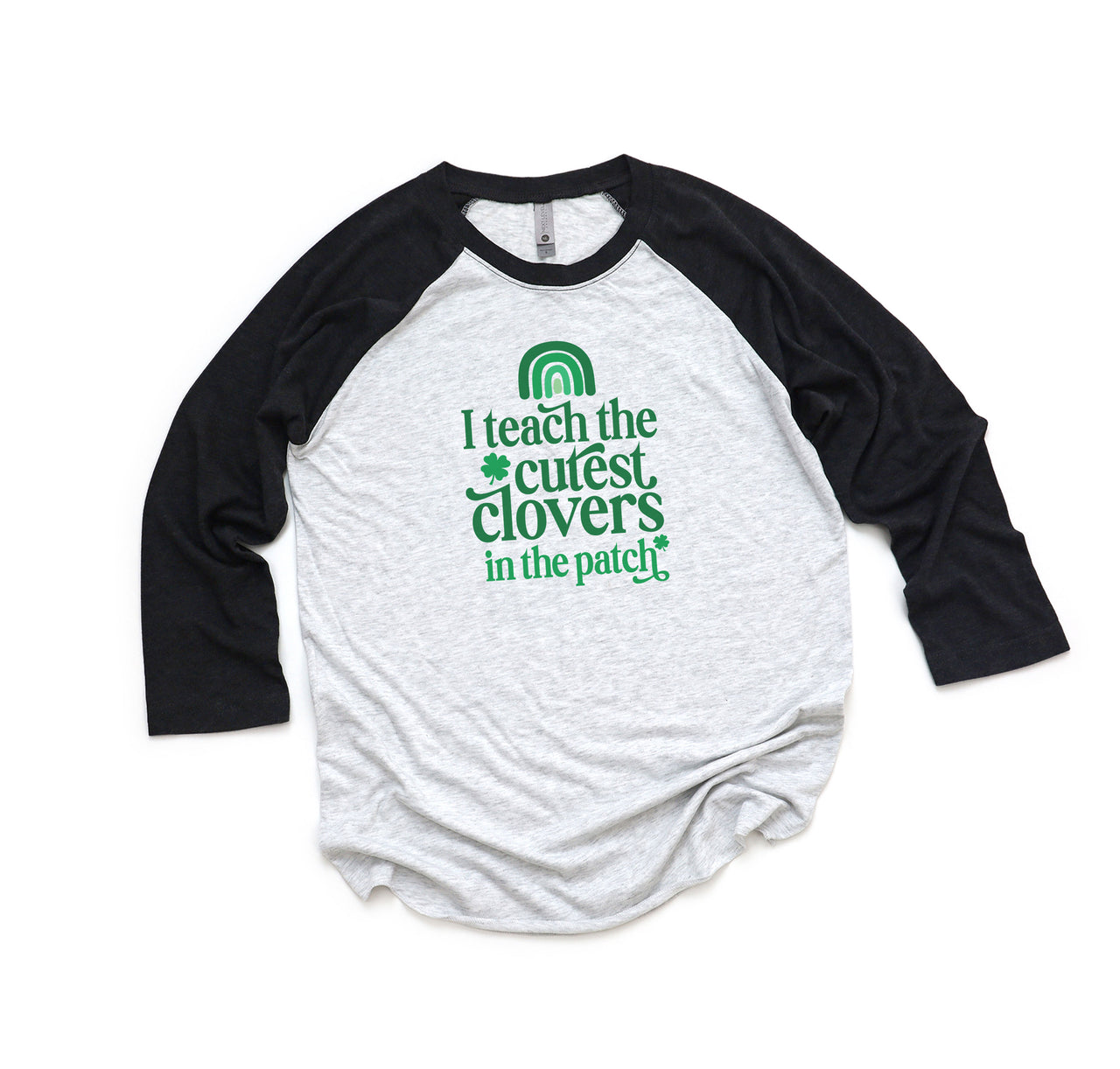 Teacher St. Patrick's Day Baseball Tee Shirt - I Teach the Cutest Clovers in the Patch Raglan T-Shirt