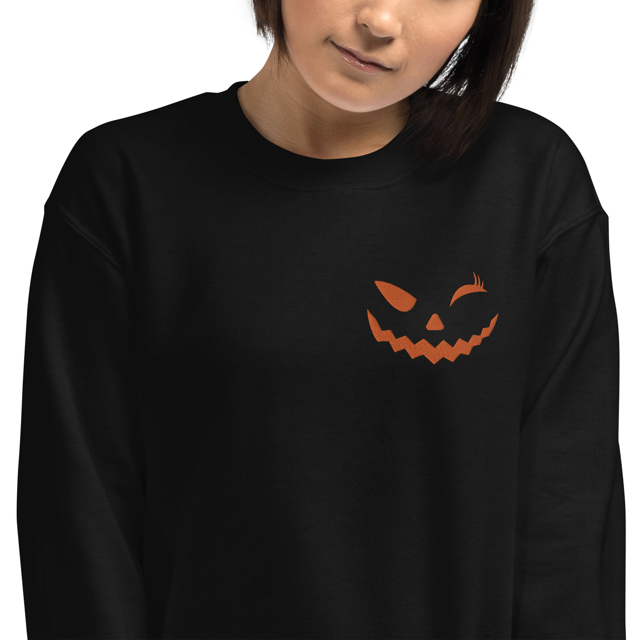 Embroidered Winking Jack-O-Lantern Sweatshirt