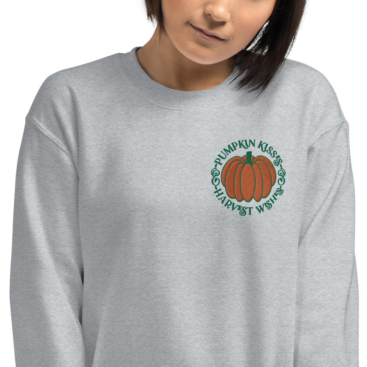 Pumpkin Kisses and Harvest Wishes Embroidered Sweatshirt