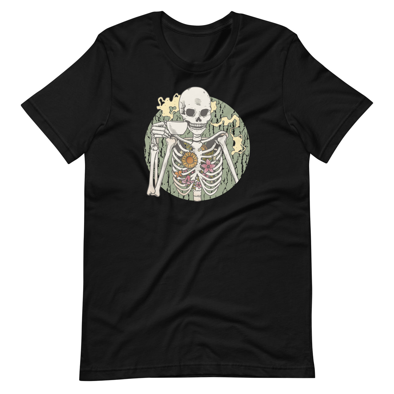 Skeleton Drinking Coffee T-Shirt