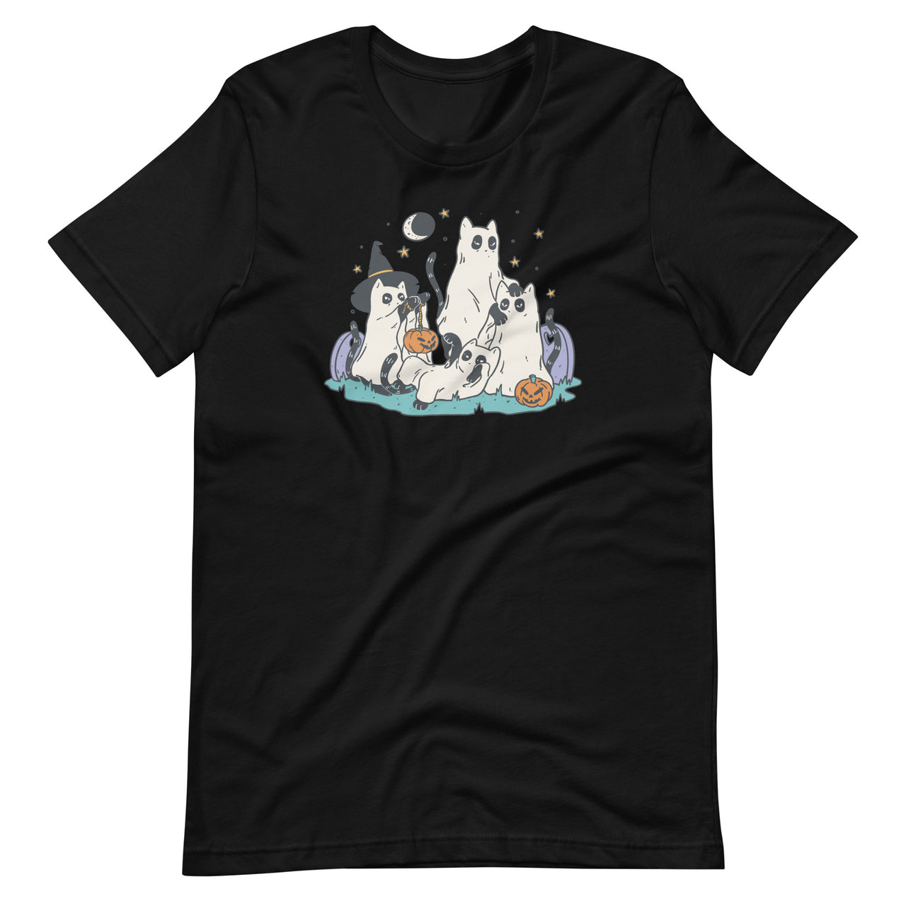 Ghost Cats T-Shirt, Spooky Halloween Phantom Kitty Tee Shirt