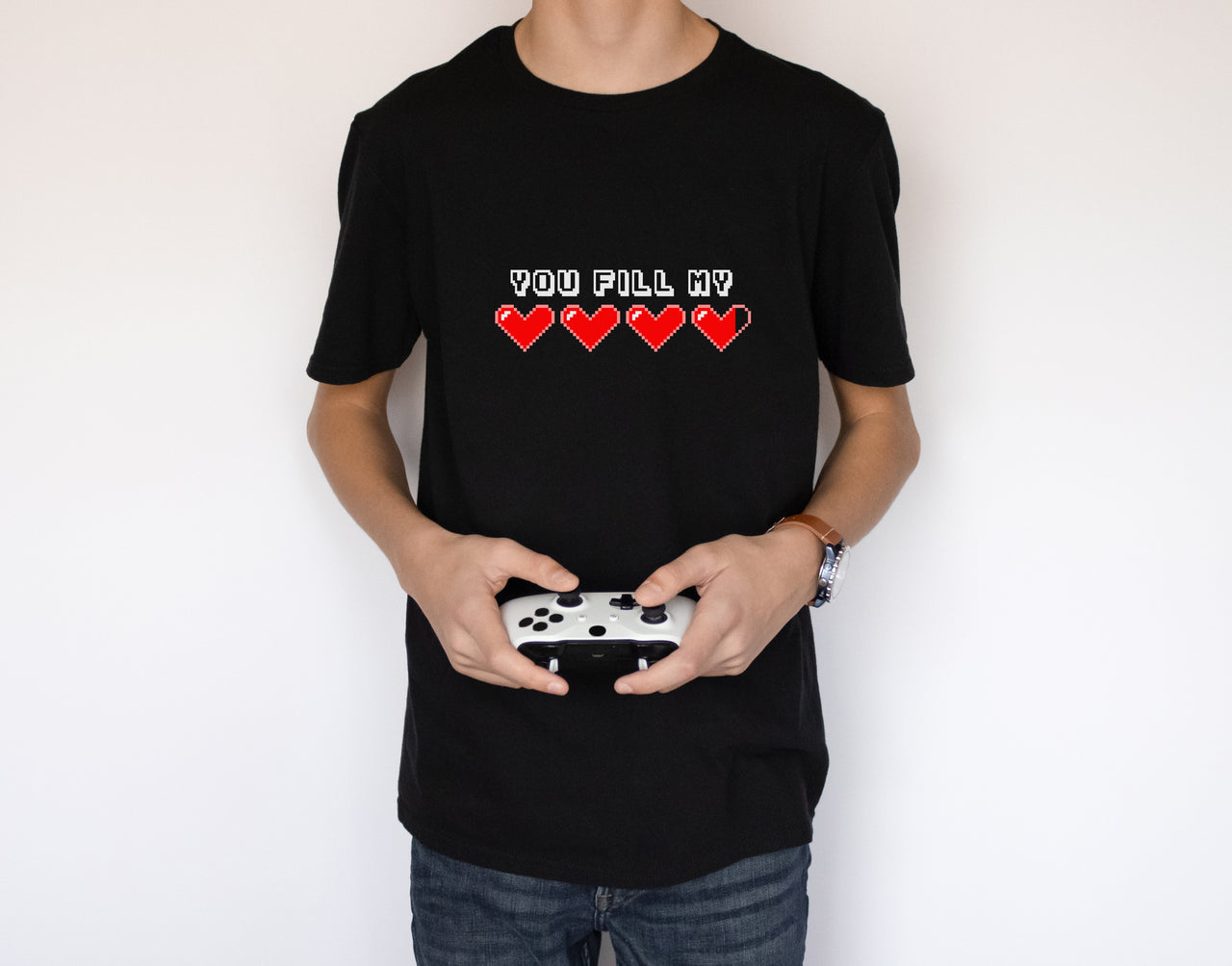 Valentine Gamer T-Shirt - You Fill My Hearts Gaming Valentines Day Tee Shirt